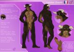  2018 anthro balls bovine brown_hair cattle description english_text erection hair hairy looking_at_viewer male mammal nude osuushi_x_imako penis simple_background smile solo text 