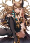  :q animal_ears armpits asymmetrical_clothes bangs bare_shoulders black_gloves black_legwear blonde_hair blush breasts cape cleavage closed_mouth convenient_leg curly_hair detached_collar elbow_gloves erune fingerless_gloves fingernails fox_ears frilled_gloves frilled_legwear frills gem gloves granblue_fantasy hand_on_own_knee headpiece high_heels jpeg_artifacts knee_up lips long_fingernails long_hair looking_at_viewer metera_(granblue_fantasy) midriff mole mole_under_mouth nail_polish purple_eyes revealing_clothes ruby_(stone) sakiyamama sitting small_breasts smile solo tareme thighhighs thighs tongue tongue_out v-shaped_eyebrows very_long_hair waist_cape 