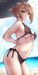  bikini cleavage kantai_collection kato_roku mutsu_(kancolle) swimsuits underboob 