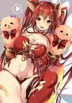  :d akishima_kei animal_ears armor bad_id bad_pixiv_id bare_shoulders bikini_armor blush bow bowtie breasts brooch cerberus_(shingeki_no_bahamut) choker cleavage commentary_request dog_ears fang granblue_fantasy groin hand_puppet heart jewelry large_breasts long_hair looking_at_viewer lying navel on_back on_bed open_mouth orange_eyes panties puppet red_armor red_bow red_hair red_legwear red_neckwear red_panties shingeki_no_bahamut smile solo spoken_heart stomach thighhighs twintails underwear 