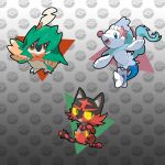  decidueye incineroar nintendo pok&eacute;mon pok&eacute;mon_(species) pokefusionman primarina video_games 