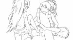  1boy 2girls animated barefoot clone feet footjob lineart mahou_shoujo_madoka_magica multiple_girls penis ponytail sakura_kyouko toes uncensored 