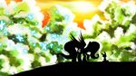  cutie_mark day duo equine female feral flamevulture17 fluttershy_(mlp) friendship_is_magic hair hooves lagomorph mammal my_little_pony outside pegasus rabbit silhouette sky standing wings 