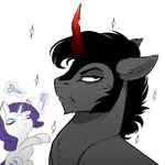  black_hair equine evehly eyes_closed female friendship_is_magic fur grey_fur hair hooves horn inner_ear_fluff king_sombra_(mlp) magic male mammal my_little_pony purple_hair rarity_(mlp) red_eyes simple_background unicorn white_background 