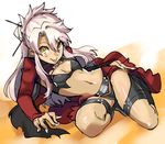  :p breasts chloe_von_einzbern fate/kaleid_liner_prisma_illya fate_(series) long_hair looking_at_viewer midriff pink_hair shimo_(s_kaminaka) small_breasts smile solo tongue tongue_out yellow_eyes 