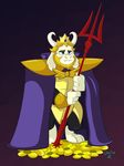  armor asgore_dreemurr caprine cloak clothing crown goat horn male mammal melee_weapon polearm sibsy solo trident undertale video_games weapon 