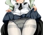  anchovy anzio_school_uniform ass_visible_through_thighs black_neckwear blouse blush breasts cameltoe cape from_below girls_und_panzer head_out_of_frame kurokoshou_(emuburemu123) lifted_by_self medium_breasts necktie panties pantyhose perspective pleated_skirt skirt skirt_lift solo standing thighband_pantyhose underwear wavy_mouth white_blouse white_legwear white_panties 