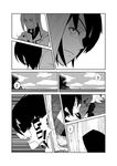  cloud cloudy_sky comic doujinshi eyepatch gloves greyscale hood hooded_jacket jacket jun'you_(kantai_collection) kaga_(kantai_collection) kantai_collection magatama monochrome necktie re-class_battleship shikigami shinkaisei-kan sky spiked_hair tenryuu_(kantai_collection) 