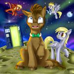  2016 angel demon derpy_hooves_(mlp) doctor_whooves_(mlp) equine female friendship_is_magic halo horse male mammal melee_weapon my_little_pony pegasus polearm pony spear swanlullaby tardis weapon wings 