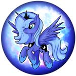  blue_eyes blue_feathers blue_fur blue_hair cutie_mark equine feathered_wings feathers female feral flamevulture17 flying friendship_is_magic fur hair hooves horn mammal my_little_pony orb princess_luna_(mlp) smile solo winged_unicorn wings 