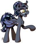  2016 absurd_res alpha_channel bat_pony blue_hair eyelashes eyewear female feral fur glasses gray--day grey_fur hair hi_res hooves membranous_wings open_mouth simple_background standing teeth tongue transparent_background wings yellow_eyes 