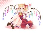  1girl :o animal_ears ascot bell bent_knees blonde_hair blush bobby_socks bow brown_shoes cat_ears cat_tail crystal flandre_scarlet frilled_shirt_collar frilled_skirt frills full_body hair_bell hair_bow hair_ornament haruki_5050 heart jingle_bell kemonomimi_mode looking_at_viewer no_hat no_headwear paw_pose paws puffy_short_sleeves puffy_sleeves red_bow red_eyes red_skirt red_vest shoes short_sleeves side_ponytail sitting skirt skirt_set socks solo spoken_object tail touhou twitter_username white_background white_legwear wings wrist_cuffs 