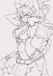  animal_ears armpits braid breasts cleavage covered_navel erune granblue_fantasy haoni hat heles huge_breasts monochrome sketch solo sun_hat 