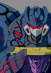  decepticon glowing glowing_eyes insignia kamizono_(spookyhouse) looking_at_viewer machinery mecha no_humans red_eyes redesign robot science_fiction solo soundwave transformers twitter_username 