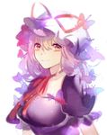  arms_at_sides blonde_hair breasts bug butterfly cleavage hair_between_eyes hat hat_ribbon highres insect large_breasts light_smile long_hair looking_at_viewer puffy_short_sleeves puffy_sleeves purple_eyes ribbon short_sleeves sketch solo touhou upper_body vima wavy_hair yakumo_yukari 