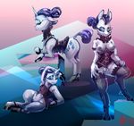  2016 absurd_res alumx anthro anthrofied blue_eyes breasts butt clothed clothing corset cutie_mark equine eyeshadow female feral friendship_is_magic hair hi_res horn legwear lingerie makeup mammal my_little_pony pussy rarity_(mlp) smile teats unicorn 