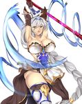  1girl animal_ears armor breasts granblue_fantasy heles huge_breasts makizou staff white_hair yellow_eyes 