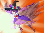  alexandrite_style boots bracelet cure_magical flower haruyama_kazunori hat izayoi_liko jewelry magical_girl mahou_girls_precure! outstretched_arms pink_eyes precure purple_hair rose short_hair solo wings witch_hat 