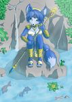  blue_fur canine female fish fox fur jewelry krystal mammal marine nintendo sairine star_fox video_games water waterfall 