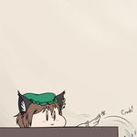  :3 animal_ears banned_artist brown_hair cat_ears chen comic cup drinking_glass flat_color hat jewelry lowres mob_cap robin_(unlimited_world) single_earring solo table touhou 