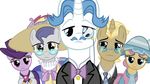  2011 alpha_channel anitech blue_eyes clothed clothing dress earth_pony equine eyewear fancypants_(mlp) female feral friendship_is_magic frown fur group hair hat hi_res horn horse looking_at_viewer male mammal monocle my_little_pony pony simple_background transparent_background unicorn white_fur 