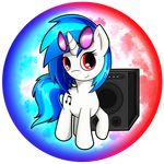  blue_hair cutie_mark equine eyelashes eyewear female feral flamevulture17 friendship_is_magic glasses hair hooves horn mammal multicolored_hair my_little_pony nude red_eyes smile solo speaker standing two_tone_hair unicorn vinyl_scratch_(mlp) 