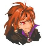 1girl artist_request cape female hairband lina_inverse orange_hair portrait red_eyes simple_background slayers smile solo sorcerer white_background 