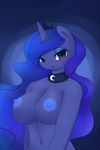  2016 anthro anthrofied areola blue_eyes blue_hair breasts equine eyelashes eyeshadow female friendship_is_magic hair hi_res horn long_hair looking_at_viewer makeup mammal my_little_pony navel nipples open_mouth pinkcappachino princess_luna_(mlp) solo unicorn 