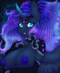  2019 anthro areola breasts cheezayballz digital_media_(artwork) equine female friendship_is_magic hair hi_res horn long_hair looking_at_viewer mammal my_little_pony nipples princess_luna_(mlp) solo winged_unicorn wings 