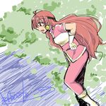  1girl artist_request female from_side hairband lina_inverse long_hair looking_away outdoors red_eyes red_hair slayers solo sorcerer 