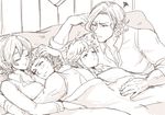  3boys bed blush brothers closed_eyes cuddling family father_and_son female_my_unit_(fire_emblem_if) fire_emblem fire_emblem_if gumiten hetero husband_and_wife kanna_(fire_emblem_if) kanna_(male)_(fire_emblem_if) marks_(fire_emblem_if) mother_and_son multiple_boys my_unit_(fire_emblem_if) pillow pointy_ears siblings siegbert_(fire_emblem_if) smile 