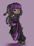  asura black_hair clothed clothing costume dreadlocks expression guild_wars hair happy humanoid invalid_color invalid_tag long_ears mammal oozt pose purple_color purple_eyes smile twili_z video_games 