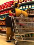  2016 3d_(artwork) anthro anthroanim armpits big_breasts bra breasts butt clothed clothing digital_media_(artwork) dragon food footwear grocery_shopping horn huge_breasts male milenth_drake product_placement shopping smile solo store thick_thighs underwear wide_hips 
