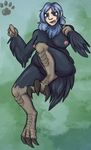  angry avian breasts feathers hair harpy markings monster_girl nipples pixel_flare simple_background slightly_chubby talons 