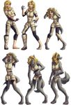  armor blonde_hair canine digitigrade female fur grey_fur hair human long_hair mammal scissorsrunner transformation were werewolf 