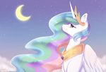  friendship_is_magic hair moon multicolored_hair my_little_pony pastelmistress princess_celestia_(mlp) sky smile 