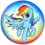  blue_feathers blue_wings equine eyelashes feathered_wings feathers female feral flamevulture17 friendship_is_magic hair hooves mammal multicolored_hair my_little_pony pegasus pink_eyes rainbow_dash_(mlp) rainbow_hair smile solo spread_wings standing wings 
