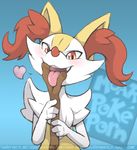  2016 blush braixen dark_nek0gami female implied looking_at_viewer nintendo pok&eacute;mon red_eyes solo tongue tongue_out video_games 