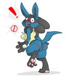  ! 2016 3_toes anthro anus backsash blush breasts butt claws digital_media_(artwork) embarrassed female fur hair hindpaw looking_at_viewer looking_back lucario nintendo nude open_mouth pawpads paws pok&eacute;mon pussy red_eyes side_boob solo surprise teeth toes video_games 