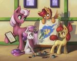  2016 apple_bloom_(mlp) asimos canvas cheerilee_(mlp) equine female feral friendship_is_magic horn horse mammal my_little_pony painting pegasus pony scootaloo_(mlp) sweetie_belle_(mlp) unicorn wings 