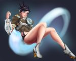  black_hair brown_eyes danichi glasses open_mouth overwatch short_hair suit tracer_(overwatch) 