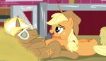  2016 animal_genitalia animal_penis applejack_(mlp) barn blonde_hair brown_fur cowboy_hat cutie_mark duo earth_pony equine equine_penis erection eyes_closed eyewear female feral freckles friendship_is_magic fur glasses green_eyes hair hat hay horn horse male mammal my_little_pony oral orange_fur penis pony shutterflyeqd tongue tongue_out trenderhoof_(mlp) unicorn 