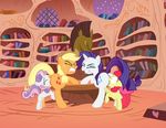  apple_bloom_(mlp) applejack_(mlp) cheesepuff cub equine friendship_is_magic golden_oaks horse invalid_tag library licking magic mammal my_little_pony oral pony pussy rarity_(mlp) sibling sisters sweetie_belle_(mlp) tongue tongue_out young 