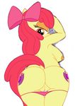  an-tonio anthro apple_bloom_(mlp) breasts butt clothed clothing cutie_mark earth_pony equine female friendship_is_magic hair half-closed_eyes horse looking_back mammal my_little_pony nipples panties pony pussy red_hair side_boob simple_background solo topless underwear white_background 