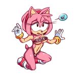  amy_rose breasts clothing female gloves hedgehog mammal sonic_(series) squidapple thong tube_top 