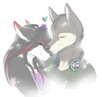  &lt;3 anthro canine clothed clothing dafka duo eyes_closed female headphones male male/female mammal smile 