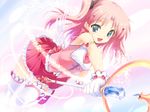  1girl fang game_cg gloves green_eyes kawata_hisashi maaryan magic magical_girl one_side_up pink_hair solo tagme thighhighs to_heart_2 to_heart_2_ad wallpaper wand wings zettai_ryouiki 