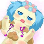  armpits blush canine carm clitoris cradling cum cum_in_pussy cum_inside disembodied_penis female half-closed_eyes japanese_text jewelpet looking_at_viewer male mammal navel open_mouth penetration penis pussy sapphire_(jewelpet) spread_legs spreading text vaginal vaginal_penetration 