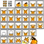  ! :3 :o ? ^_^ blush_stickers bucket bucket_on_head closed_eyes commentary creatures_(company) english_commentary eyes_closed game_freak gen_1_pokemon happy heart highres jumping looking_at_viewer looking_away lovux-the-great nintendo no_humans object_on_head official_style pixel_art pokemon pokemon_(game) pokemon_rgby raichu resized sad scared skull sleeping upscaled 