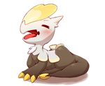  closed_eyes gen_7_pokemon jangmo-o kokoazone no_humans open_mouth pokemon pokemon_(creature) simple_background solo tongue white_background yawning 